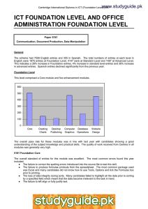 ICT FOUNDATION LEVEL AND OFFICE ADMINISTRATION FOUNDATION LEVEL www.studyguide.pk