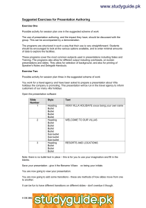 www.studyguide.pk Suggested Exercises for Presentation Authoring