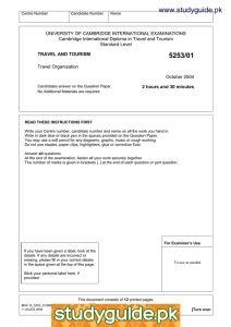 UNIVERSITY OF CAMBRIDGE INTERNATIONAL EXAMINATIONS