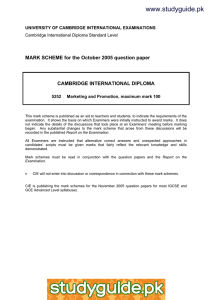 www.studyguide.pk MARK SCHEME for the October 2005 question paper  CAMBRIDGE INTERNATIONAL DIPLOMA