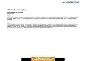 www.studyguide.pk UNIT 5255: The Hospitality Sector
