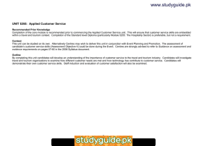 www.studyguide.pk UNIT 5265:  Applied Customer Service