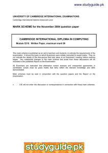 www.studyguide.pk MARK SCHEME for the November 2004 question paper