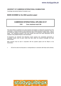 www.studyguide.pk MARK SCHEME for the 2004 question paper