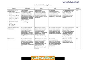 Core Module 4248: Managing Finance Criteria Distinction Merit