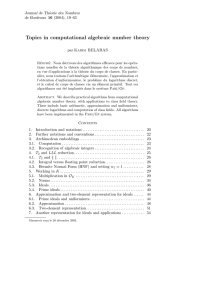 Topics in computational algebraic number theory Journal de Th´ eorie des Nombres