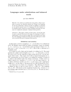 Languages under substitutions and balanced words Journal de Th´ eorie des Nombres