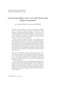 Constructing elliptic curves over finite fields using double eta-quotients Journal de Th´