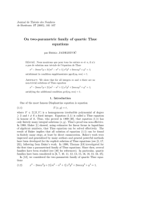 On two-parametric family of quartic Thue equations Journal de Th´ eorie des Nombres