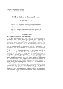 Stable reduction of three point covers Journal de Th´ eorie des Nombres