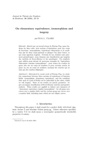 On elementary equivalence, isomorphism and isogeny Journal de Th´ eorie des Nombres
