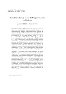 Restriction theory of the Selberg sieve, with applications Journal de Th´