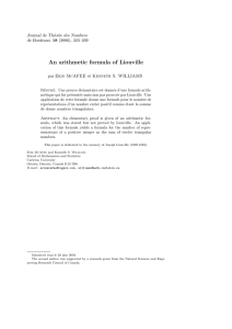 An arithmetic formula of Liouville Journal de Th´ eorie des Nombres