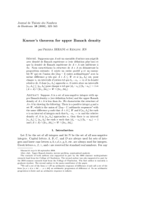 Kneser’s theorem for upper Banach density Journal de Th´ eorie des Nombres