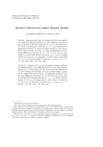 Kneser’s theorem for upper Banach density Journal de Th´ eorie des Nombres