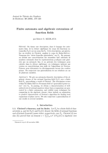 Finite automata and algebraic extensions of function fields Journal de Th´