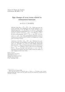 Sign changes of error terms related to arithmetical functions Journal de Th´