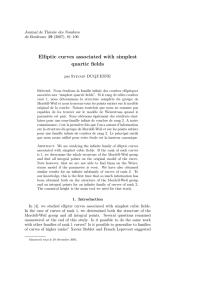 Elliptic curves associated with simplest quartic fields Journal de Th´ eorie des Nombres