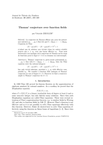 Thomas’ conjecture over function fields Journal de Th´ eorie des Nombres