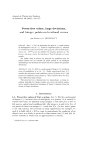 Power-free values, large deviations, and integer points on irrational curves