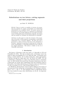 Substitutions on two letters, cutting segments and their projections Journal de Th´