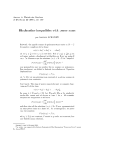 Diophantine inequalities with power sums Journal de Th´ eorie des Nombres