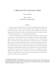 A Behavioral New Keynesian Model Xavier Gabaix May 14, 2016 Preliminary and Incomplete