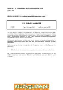 MARK SCHEME for the May/June 2006 question paper  1123 ENGLISH LANGUAGE