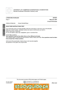 UNIVERSITY OF CAMBRIDGE INTERNATIONAL EXAMINATIONS General Certificate of Education Ordinary Level 2010/01