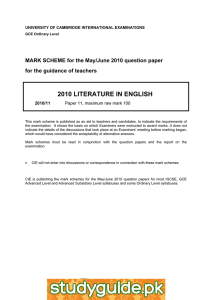 2010 LITERATURE IN ENGLISH  for the guidance of teachers