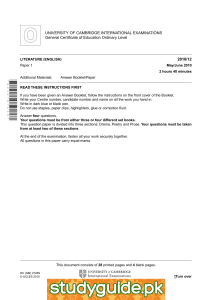 UNIVERSITY OF CAMBRIDGE INTERNATIONAL EXAMINATIONS General Certificate of Education Ordinary Level 2010/12