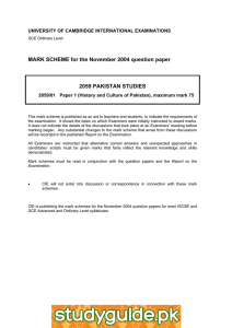 MARK SCHEME for the November 2004 question paper  2059 PAKISTAN STUDIES