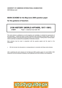 2158 HISTORY (WORLD AFFAIRS, 1917–1991)  for the guidance of teachers