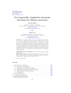 On temporally completely monotone functions for Markov processes Francis Hirsch