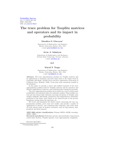 The trace problem for Toeplitz matrices probability Mamikon S. Ginovyan