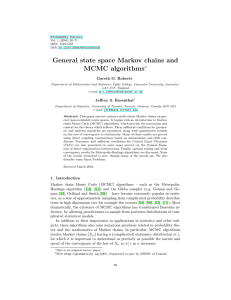 General state space Markov chains and MCMC algorithms ∗ Gareth O. Roberts