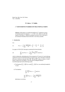 P. Codeca - N. Taddia EXPANSIONS IN SERIES OF FRACTIONAL PARTS L