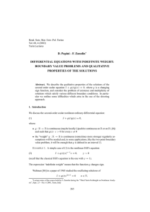 D. Papini - F. Zanolin DIFFERENTIAL EQUATIONS WITH INDEFINITE WEIGHT: