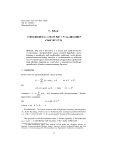 M. Reissig HYPERBOLIC EQUATIONS WITH NON-LIPSCHITZ COEFFICIENTS