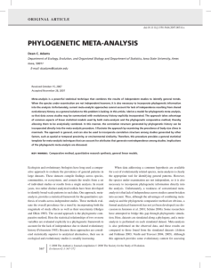 PHYLOGENETIC META-ANALYSIS ORIGINAL ARTICLE Dean C. Adams