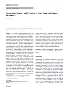 Quantitative Genetics and Evolution of Head Shape in Plethodon Salamanders