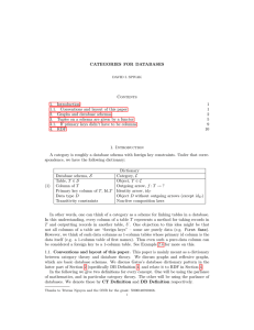 CATEGORIES FOR DATABASES Contents 1. Introduction