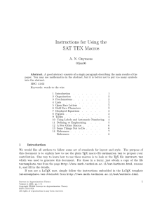 Instructions for Using the SAT TEX Macros A. N. Onymous 03jun06
