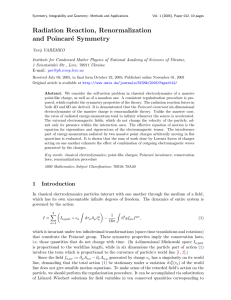Radiation Reaction, Renormalization and Poincar´ e Symmetry