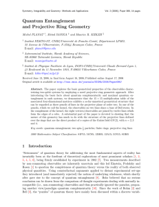 Quantum Entanglement and Projective Ring Geometry
