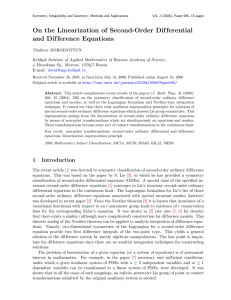 On the Linearization of Second-Order Dif ferential and Dif ference Equations
