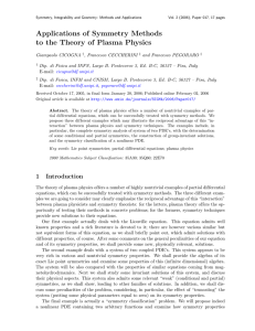 Applications of Symmetry Methods to the Theory of Plasma Physics