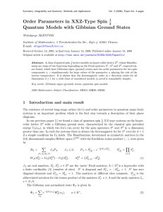 Order Parameters in XXZ-Type Spin Quantum Models with Gibbsian Ground States 1 2