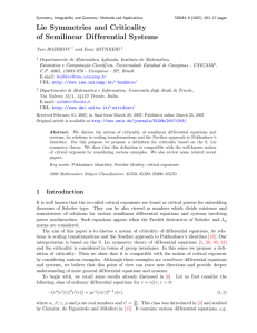 Lie Symmetries and Criticality of Semilinear Dif ferential Systems