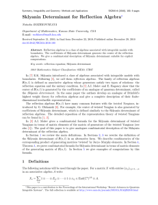 gebra ? Natasha ROZHKOVSKAYA Department of Mathematics, Kansas State University, USA